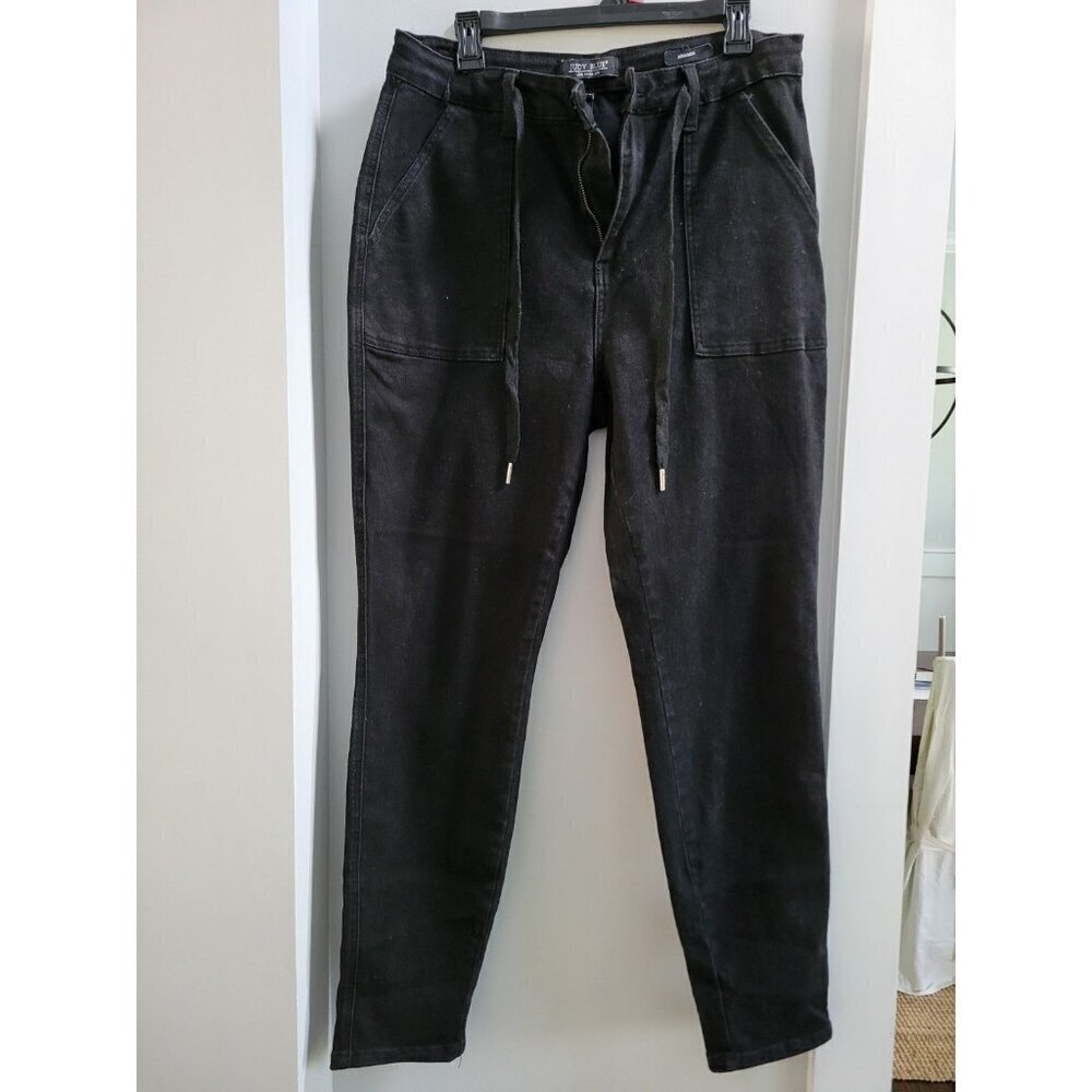 Judy Blue Jeans 15W Womens Jogger Drawstring Waist Black Wash Denim Plus Size